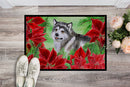 Alaskan Malamute Poinsettas Doormat - 24x36 Decorative Floor Mat – Indoor/Outdoor Rug with Artistic Flair CK1287JMAT