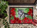 Alaskan Malamute Poinsettas Doormat - 24x36 Decorative Floor Mat – Indoor/Outdoor Rug with Artistic Flair CK1287JMAT