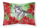 Alaskan Malamute Poinsettas  Standard Pillowcase – Artistic Decorative Front, White Back CK1287PILLOWCASE