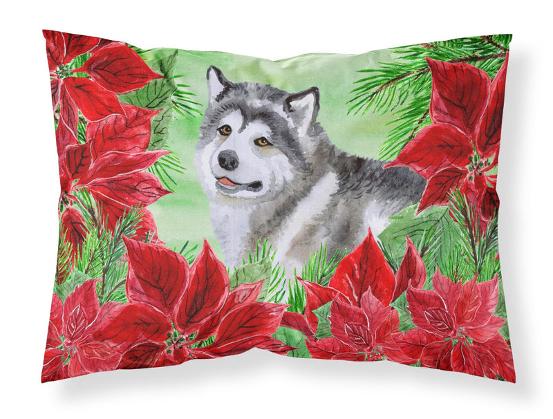 Alaskan Malamute Poinsettas Fabric Standard Pillowcase CK1287PILLOWCASE