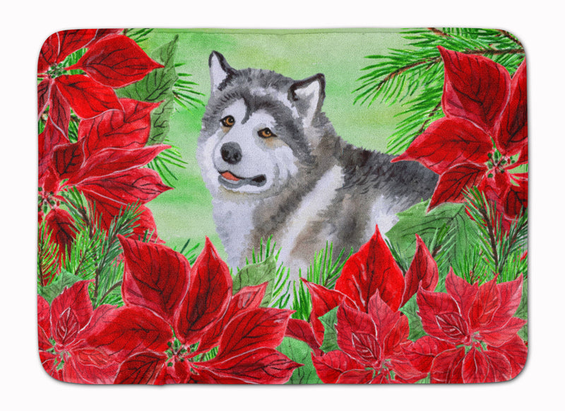 Alaskan Malamute Poinsettas Machine Washable Memory Foam Mat CK1287RUG