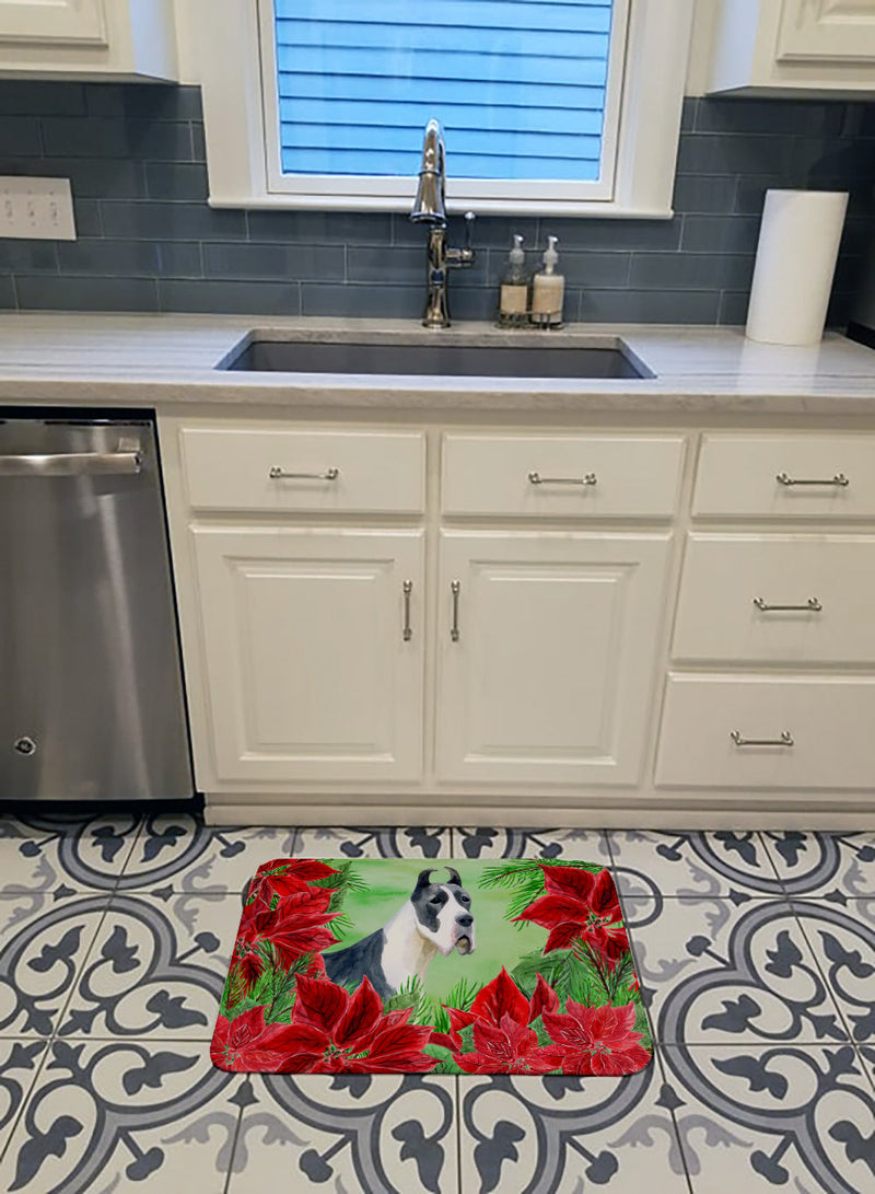 Harlequin Great Dane Poinsettas Machine Washable Memory Foam Mat CK1292RUG