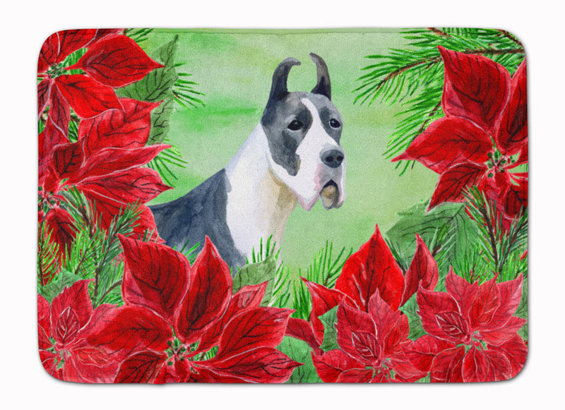 Harlequin Great Dane Poinsettas Machine Washable Memory Foam Mat CK1292RUG