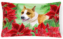 American Staffordshire Poinsettas Canvas Fabric Decorative Pillow CK1293PW1216