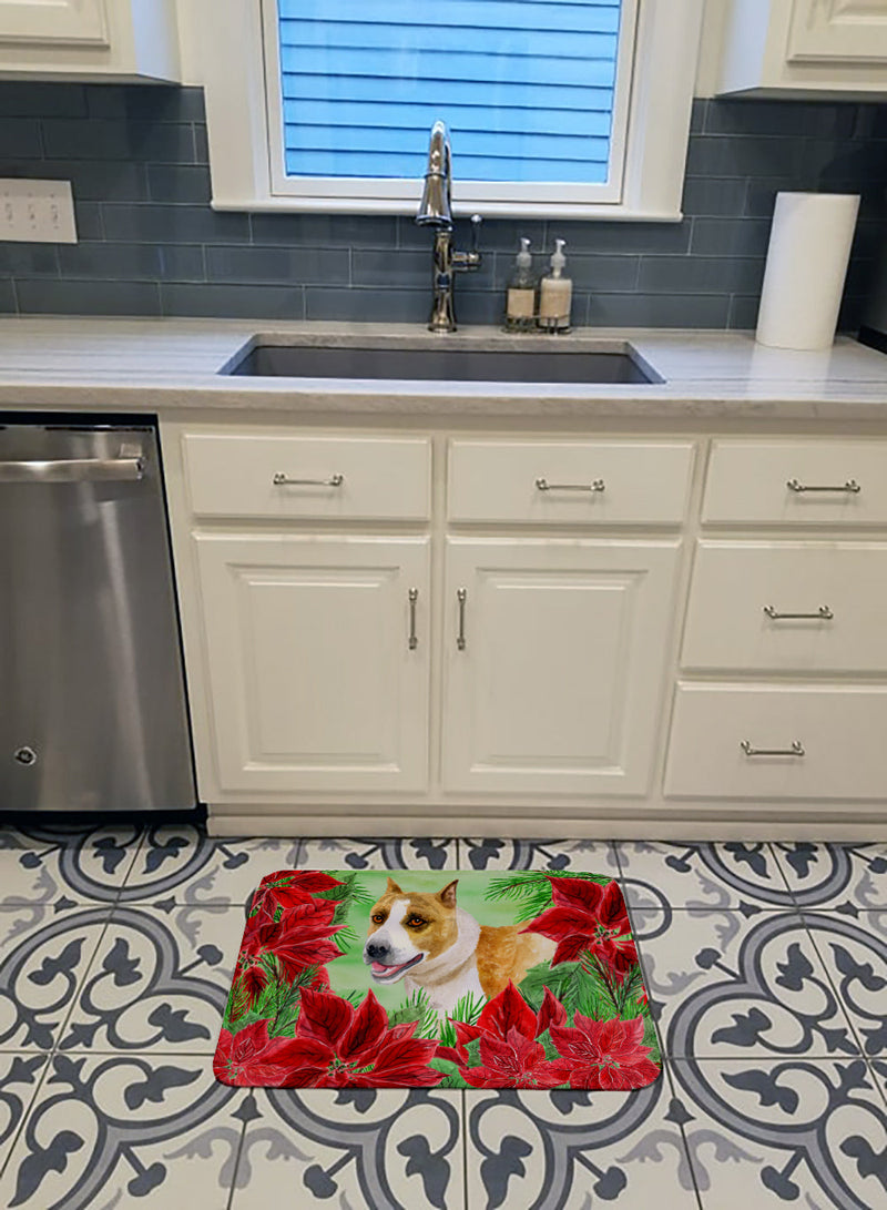 American Staffordshire Poinsettas Machine Washable Memory Foam Mat CK1293RUG