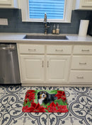 Bernese Mountain Dog Poinsettas Memory Foam Kitchen Mat Machine Washable Anti-Fatigue Cushion Comfort Bath or Kitchen Rug