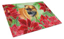 Boerboel Mastiff Poinsettas Glass Cutting Boards – Durable, Decorative Kitchen Art Large CK1295LCB