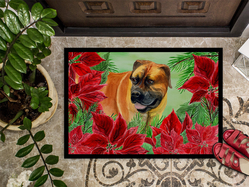 Boerboel Mastiff Poinsettas Doormat - 18x27 Decorative Floor Mat – Indoor/Outdoor Rug with Artistic Flair CK1295MAT