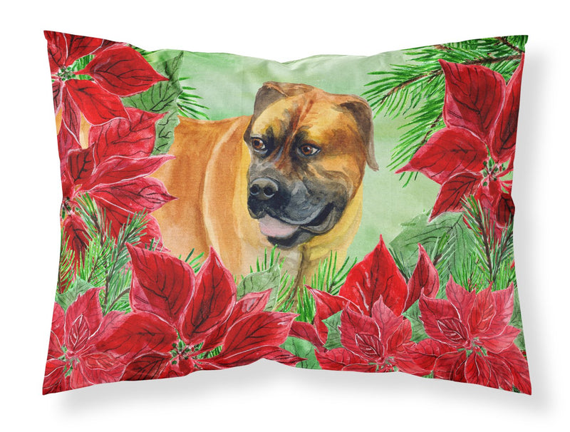 Boerboel Mastiff Poinsettas  Standard Pillowcase – Artistic Decorative Front, White Back CK1295PILLOWCASE
