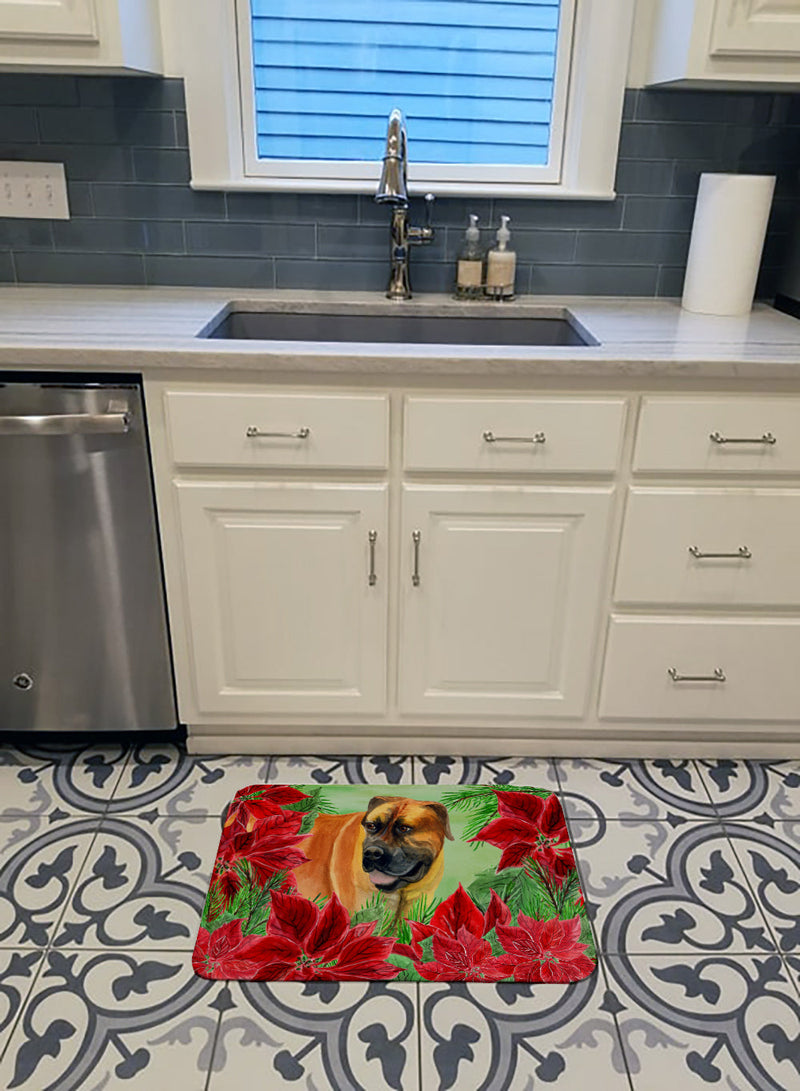 Boerboel Mastiff Poinsettas Machine Washable Memory Foam Mat CK1295RUG