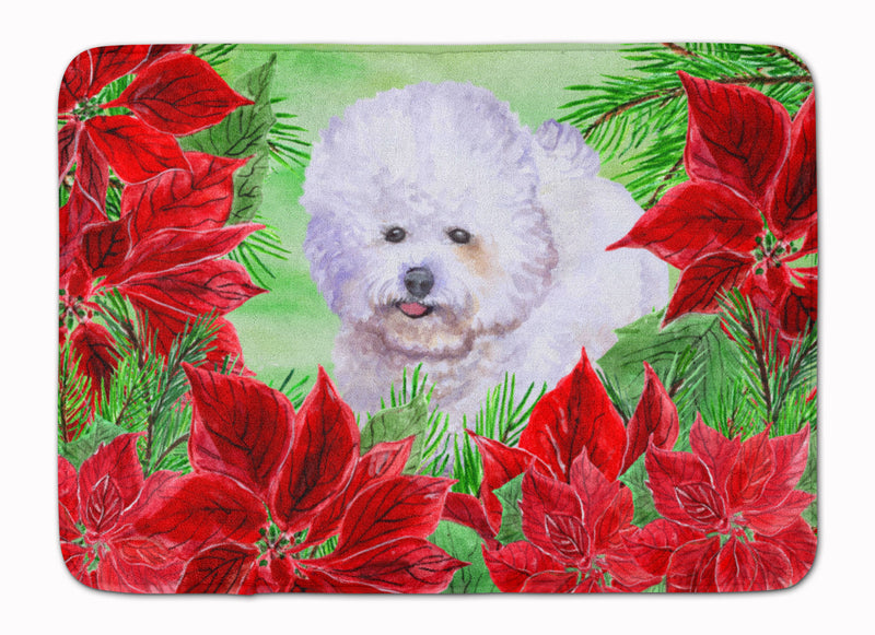 Bichon Frise Poinsettas Machine Washable Memory Foam Mat CK1297RUG