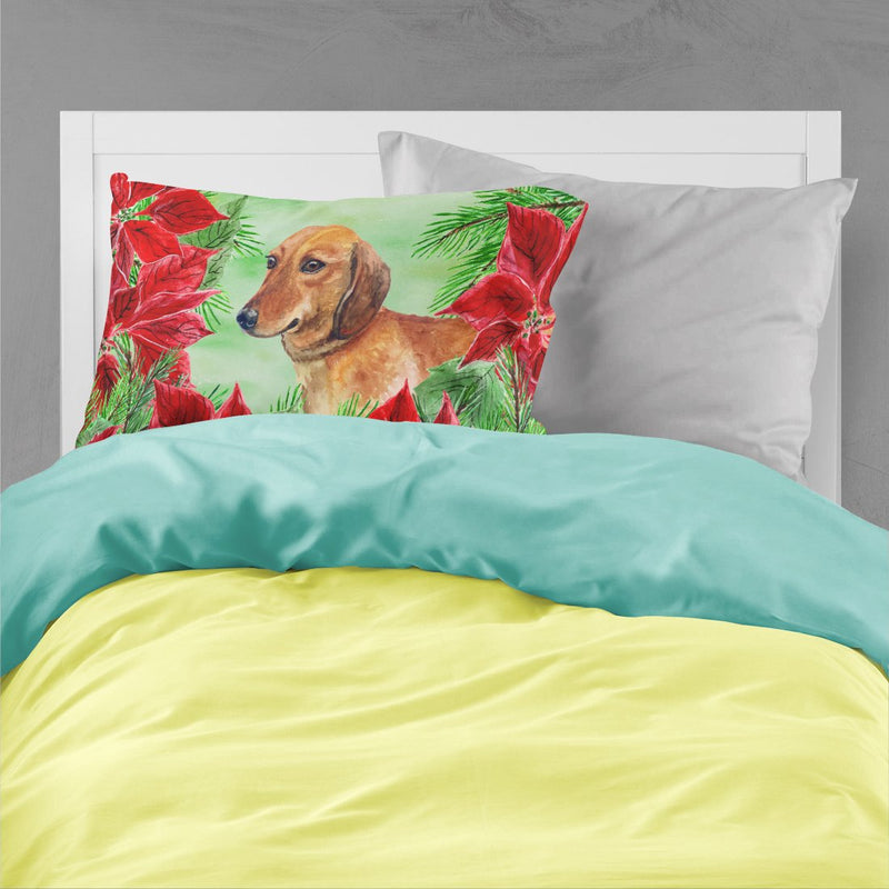 Dachshund Poinsettas Fabric Standard Pillowcase CK1300PILLOWCASE