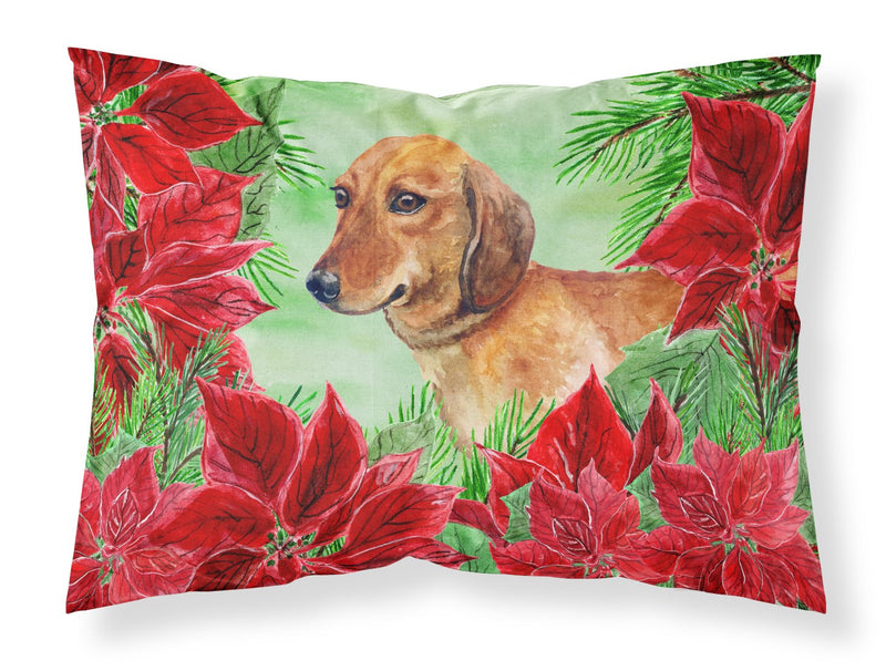 Dachshund Poinsettas Fabric Standard Pillowcase CK1300PILLOWCASE