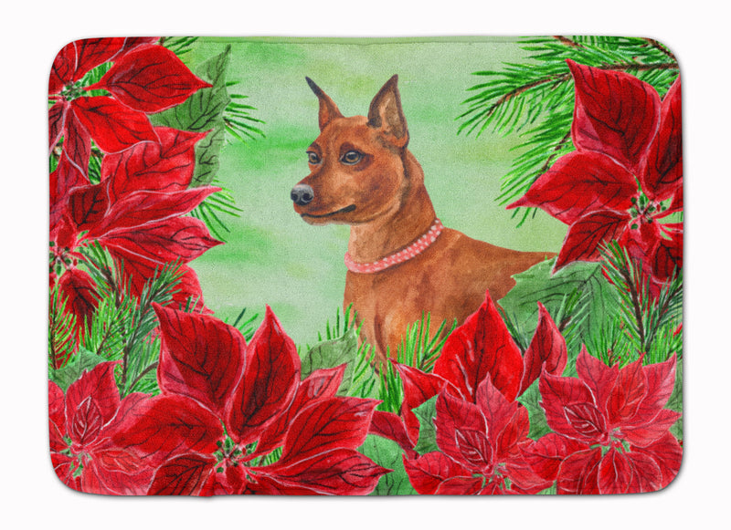 Miniature Pinscher Poinsettas Machine Washable Memory Foam Mat CK1304RUG