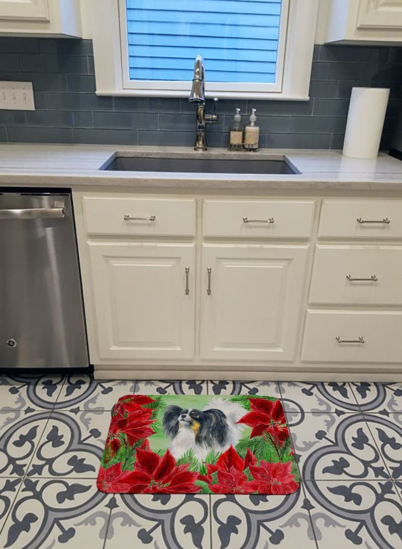 Papillon Poinsettas Machine Washable Memory Foam Mat CK1305RUG