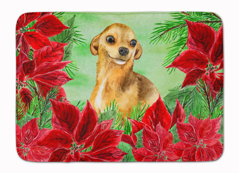 Chihuahua Poinsettas Machine Washable Memory Foam Mat CK1306RUG