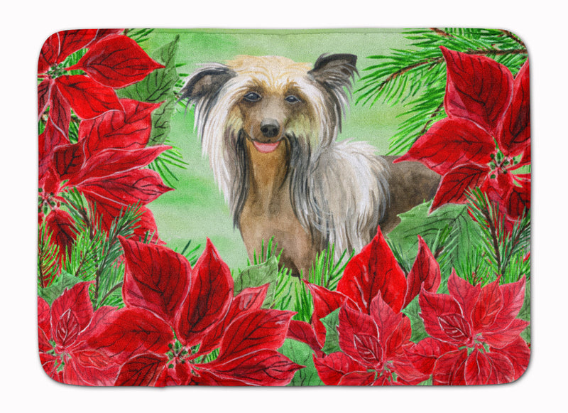 Chinese Crested Poinsettas Machine Washable Memory Foam Mat CK1307RUG