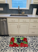 Giant Schnauzer Poinsettas Memory Foam Kitchen Mat Machine Washable Anti-Fatigue Cushion Comfort Bath or Kitchen Rug