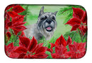 Schnauzer Poinsettas Dish Drying Mat Absorbent Dish Drying Mat Pad for Kitchen Counter Dish Drainer Mat for Countertop, 14 x 21", Multicolor