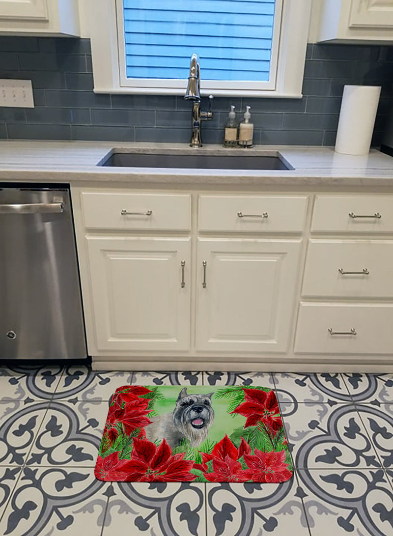 Schnauzer Poinsettas Machine Washable Memory Foam Mat CK1310RUG