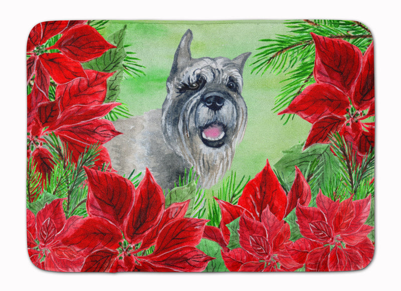 Schnauzer Poinsettas Machine Washable Memory Foam Mat CK1310RUG