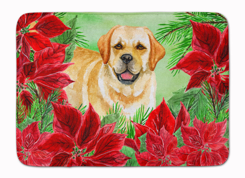 Golden Retriever Poinsettas Machine Washable Memory Foam Mat CK1312RUG