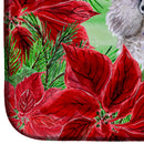 Poodle Poinsettas Dish Drying Mat Absorbent Dish Drying Mat Pad for Kitchen Counter Dish Drainer Mat for Countertop, 14 x 21", Multicolor