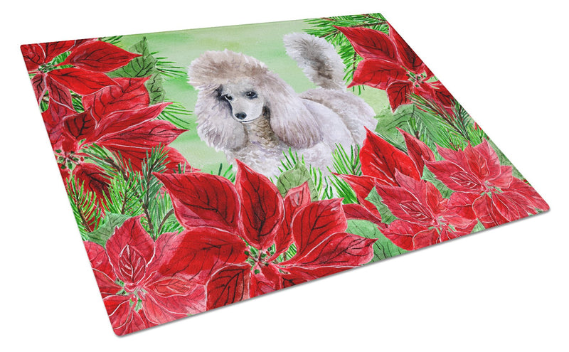 Poodle Poinsettas Glass Cutting Board Large CK1313LCB