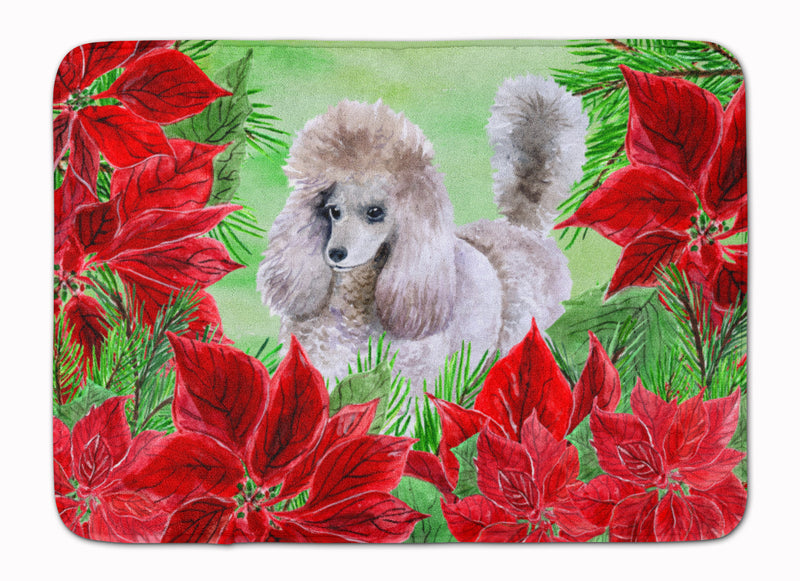 Poodle Poinsettas Machine Washable Memory Foam Mat CK1313RUG