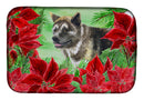 American Akita Poinsettas Dish Drying Mat – Absorbent, Artistic Kitchen Essentials CK1317DDM
