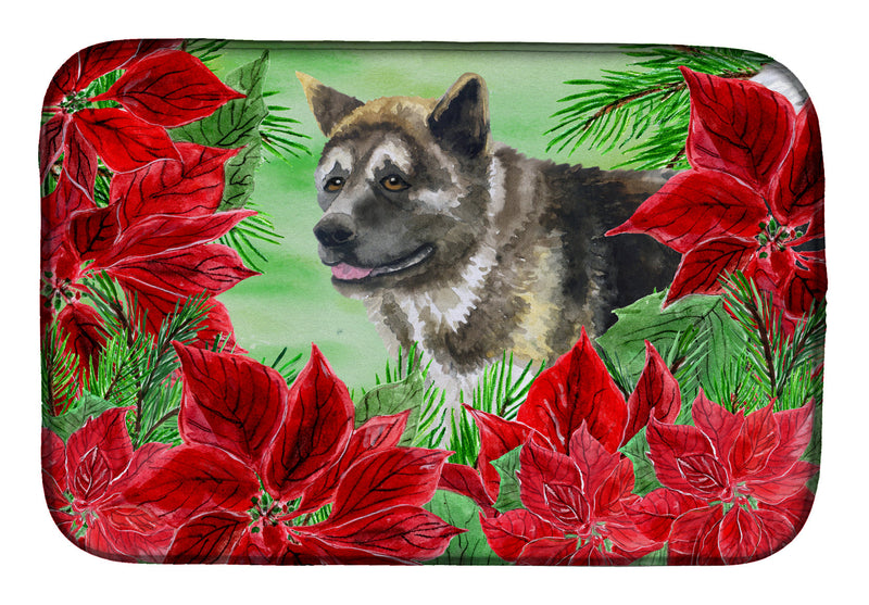 American Akita Poinsettas Dish Drying Mat CK1317DDM