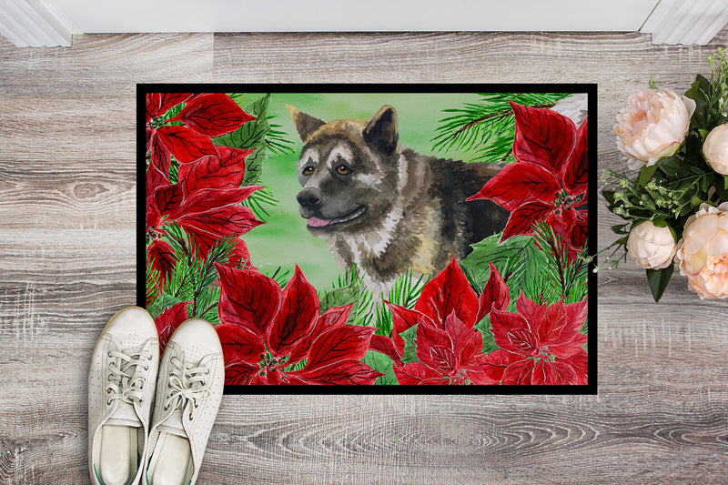American Akita Poinsettas Doormat - 24x36 Decorative Floor Mat – Indoor/Outdoor Rug with Artistic Flair CK1317JMAT