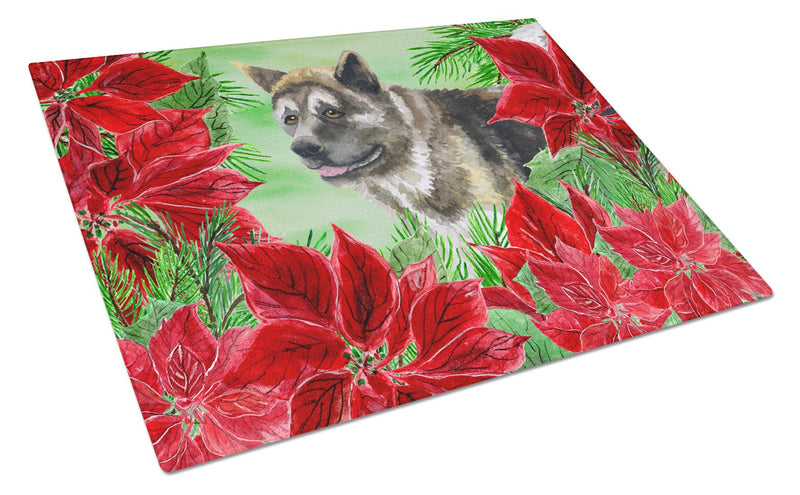 American Akita Poinsettas Glass Cutting Boards – Durable, Decorative Kitchen Art Large CK1317LCB