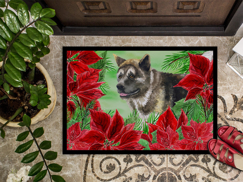 American Akita Poinsettas Doormat - 18x27 Decorative Floor Mat – Indoor/Outdoor Rug with Artistic Flair CK1317MAT