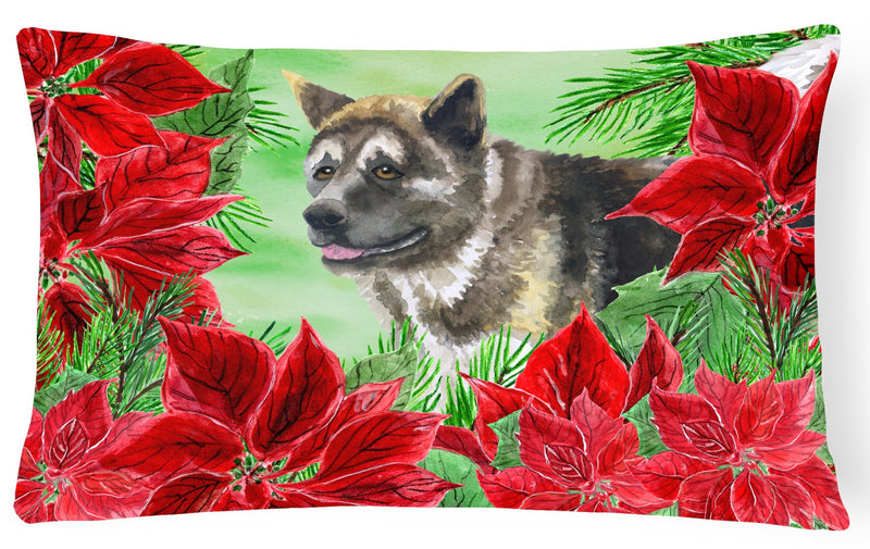 American Akita Poinsettas Canvas Fabric Decorative Pillow CK1317PW1216