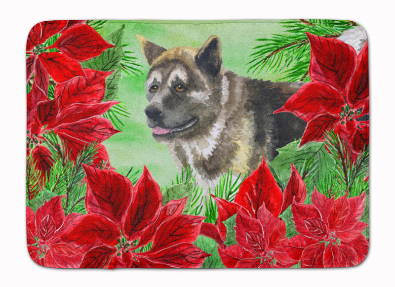 American Akita Poinsettas Machine Washable Memory Foam Mat CK1317RUG