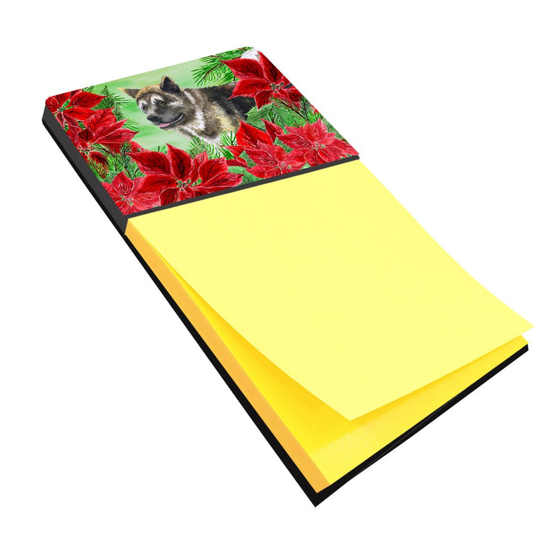 American Akita Poinsettas Sticky Note Holder CK1317SN- Refiilable Desk Accessory Note Pad