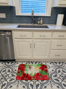 Irish Wolfhound Poinsettas Memory Foam Kitchen Mat Machine Washable Anti-Fatigue Cushion Comfort Bath or Kitchen Rug