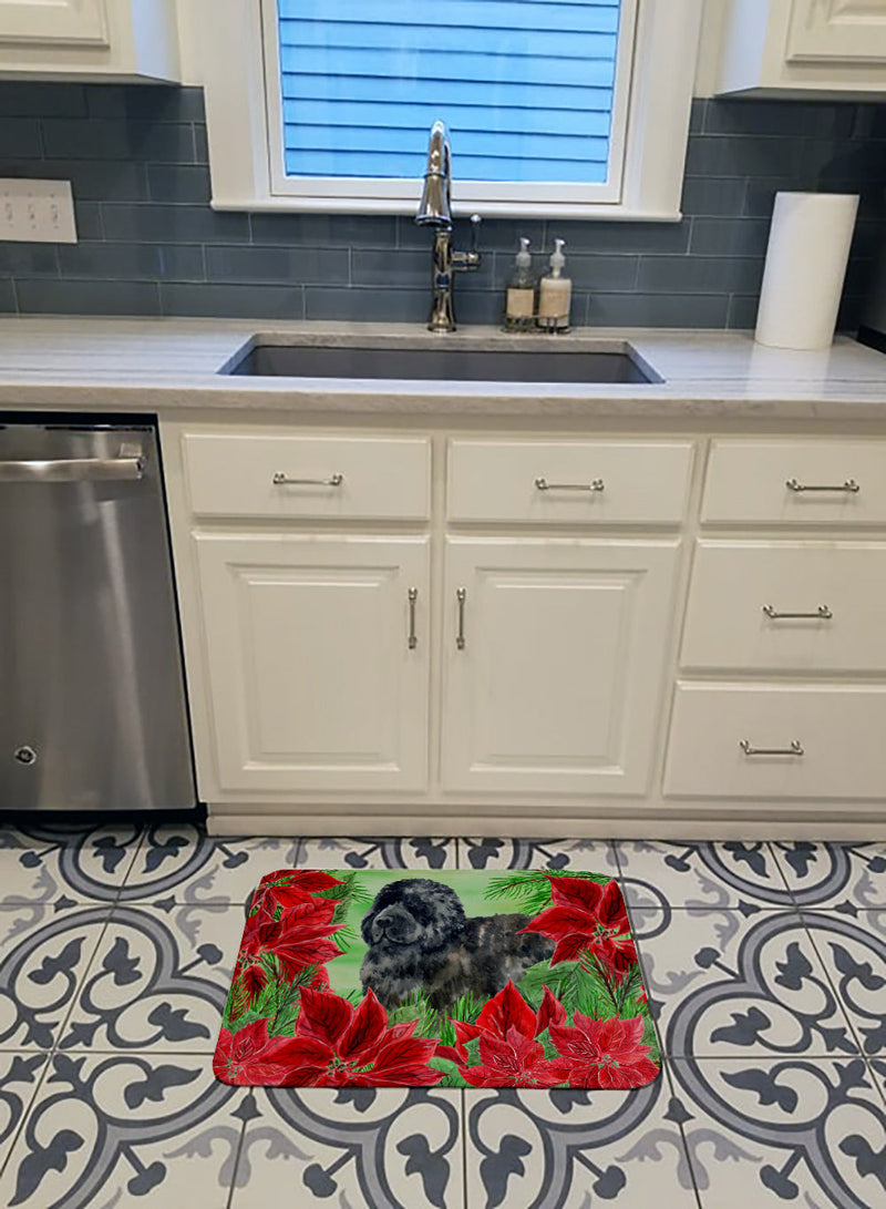 Newfoundland Poinsettas Machine Washable Memory Foam Mat CK1319RUG