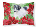 Borzoi Poinsettas  Standard Pillowcase – Artistic Decorative Front, White Back CK1320PILLOWCASE