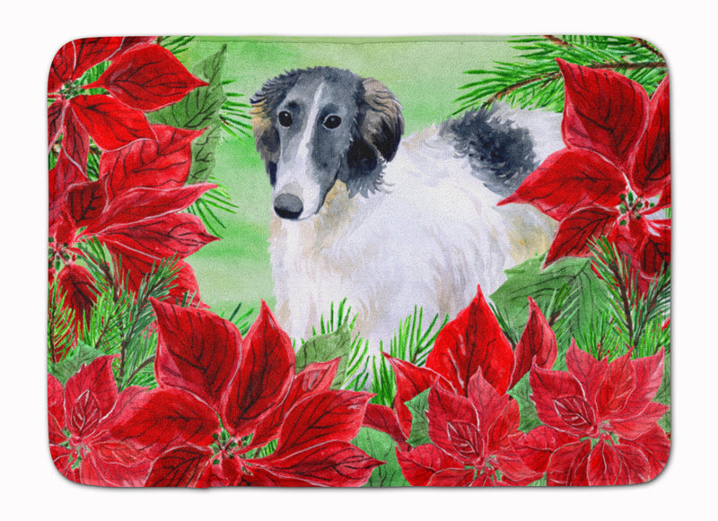 Borzoi Poinsettas Machine Washable Memory Foam Mat CK1320RUG