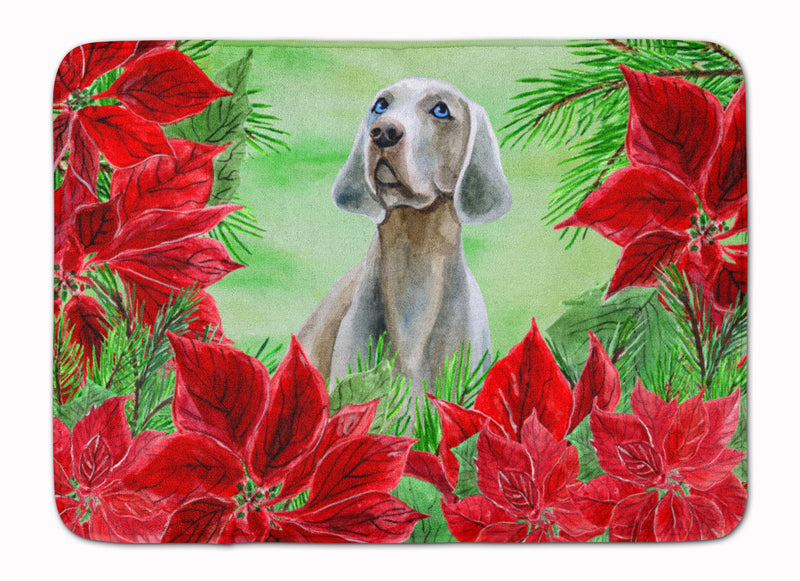 Weimaraner Poinsettas Machine Washable Memory Foam Mat CK1322RUG