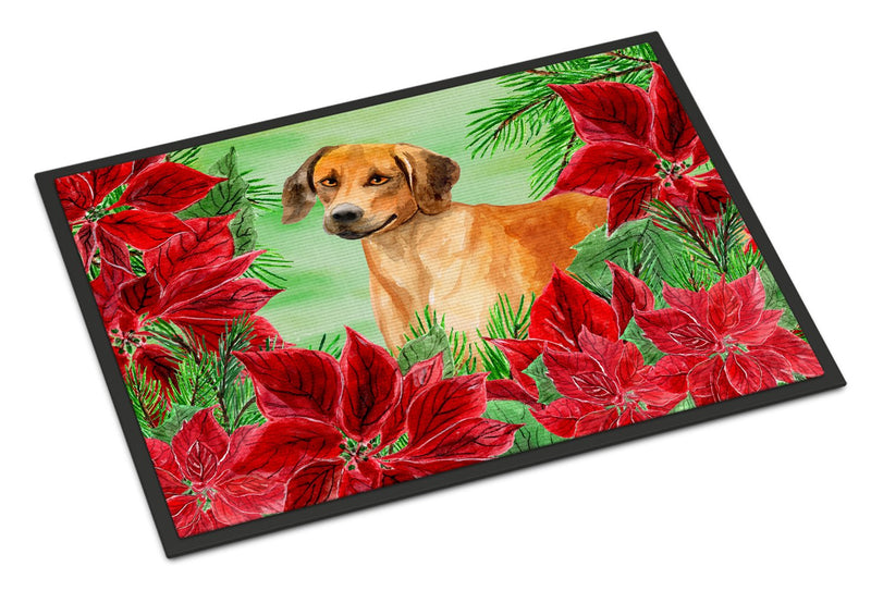 Rhodesian Ridgeback Poinsettas Indoor or Outdoor Mat 24x36 CK1324JMAT