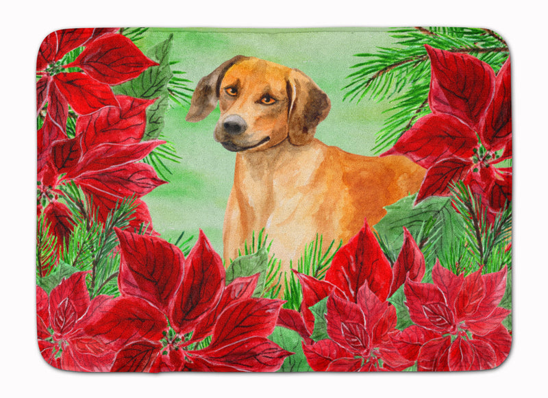 Rhodesian Ridgeback Poinsettas Machine Washable Memory Foam Mat CK1324RUG