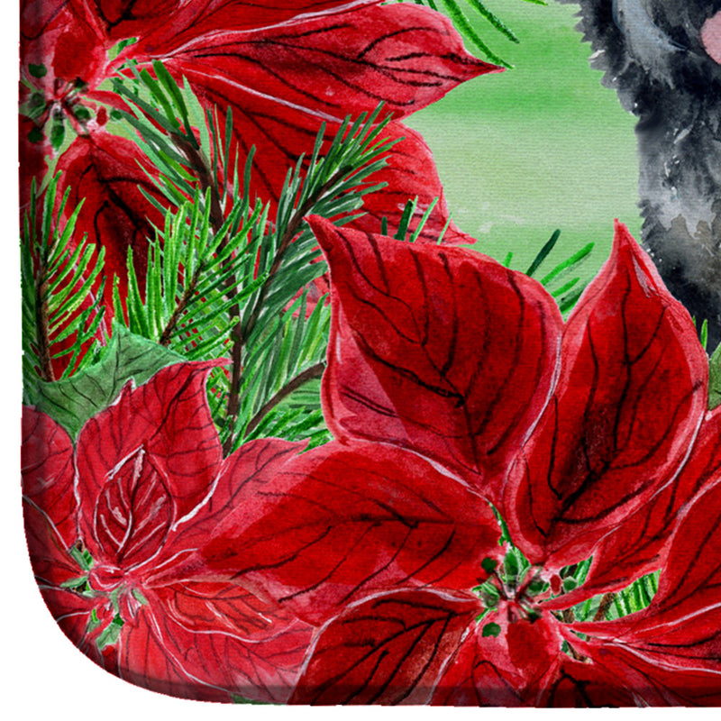 Black Russian Terrier Poinsettas Dish Drying Mat – Absorbent, Artistic Kitchen Essentials CK1325DDM