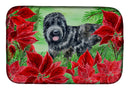 Black Russian Terrier Poinsettas Dish Drying Mat – Absorbent, Artistic Kitchen Essentials CK1325DDM