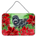 Black Russian Terrier Poinsettas Wall or Door Hanging Prints CK1325DS812