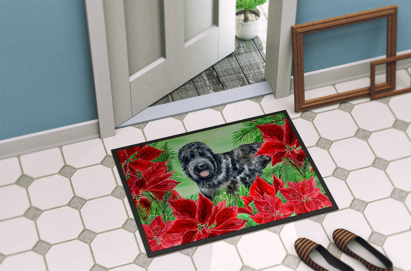 Black Russian Terrier Poinsettas Indoor or Outdoor Mat 24x36 CK1325JMAT