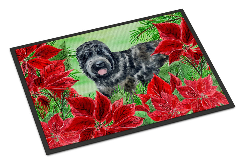 Black Russian Terrier Poinsettas Indoor or Outdoor Mat 24x36 CK1325JMAT