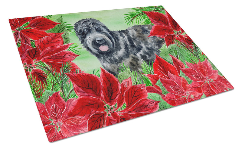 Black Russian Terrier Poinsettas Glass Cutting Boards – Durable, Decorative Kitchen Art Large CK1325LCB